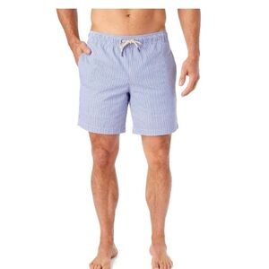 Fair Harbor Blue Swim Trunks with Seersucker Texture